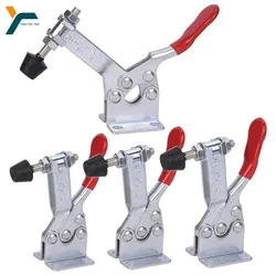 4Pcs GH-201B Toggle Clamp Horizontal Quick-Release Locking Clamp Set 90Kg Heavy Duty Vertical Toggle Clip Woodworking Hand Tool