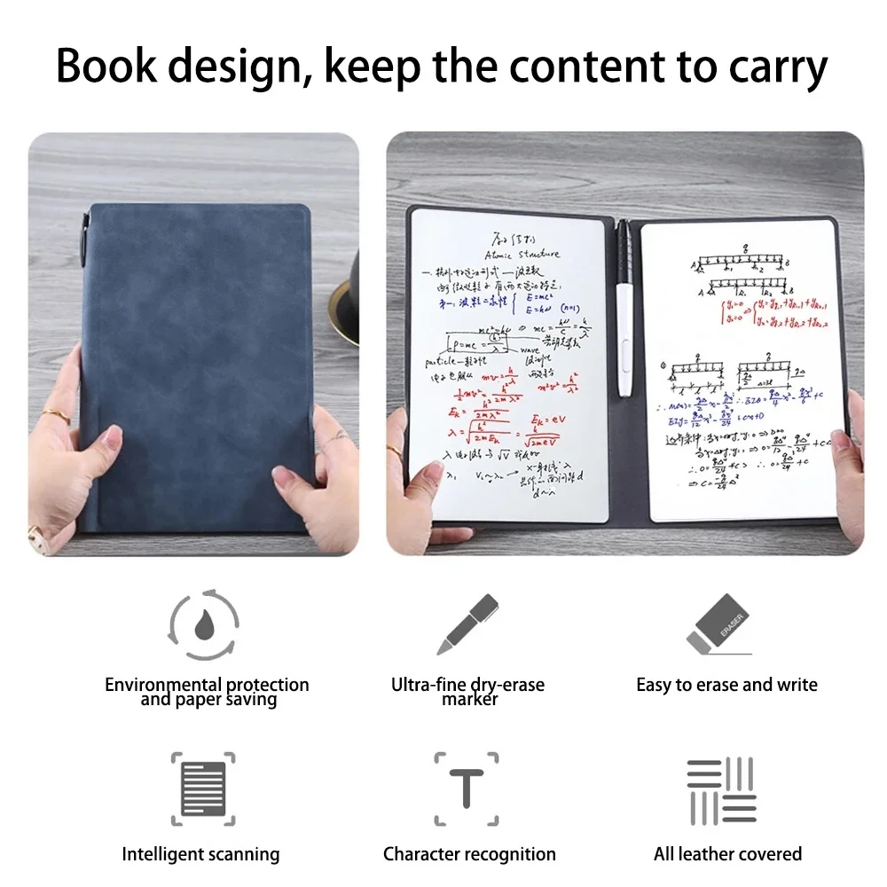 A5 Reusable Whiteboard Notebook Set With Whiteboard Pen Erasing Cloth Leather Memo Pad Weekly Planner Portable Stylish Office