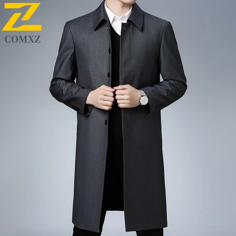 Autumn New Jacket Men 2025 Long Business Casual Turndown Collar TrenchCoat Premium Fashion Office Ready Stylish Gentleman Coat