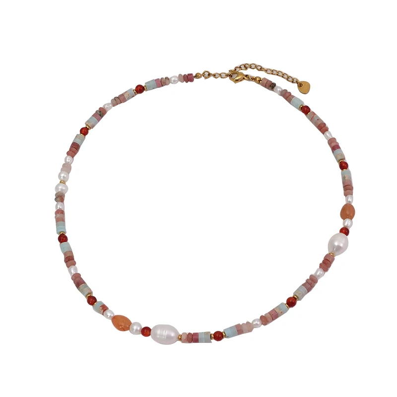 

Ожерелье из натурального камня допамина, легкая роскошная ниша, расшитая бисером красного камня, цепочка на ключицу, агатовая жемчужная цепочка на шею