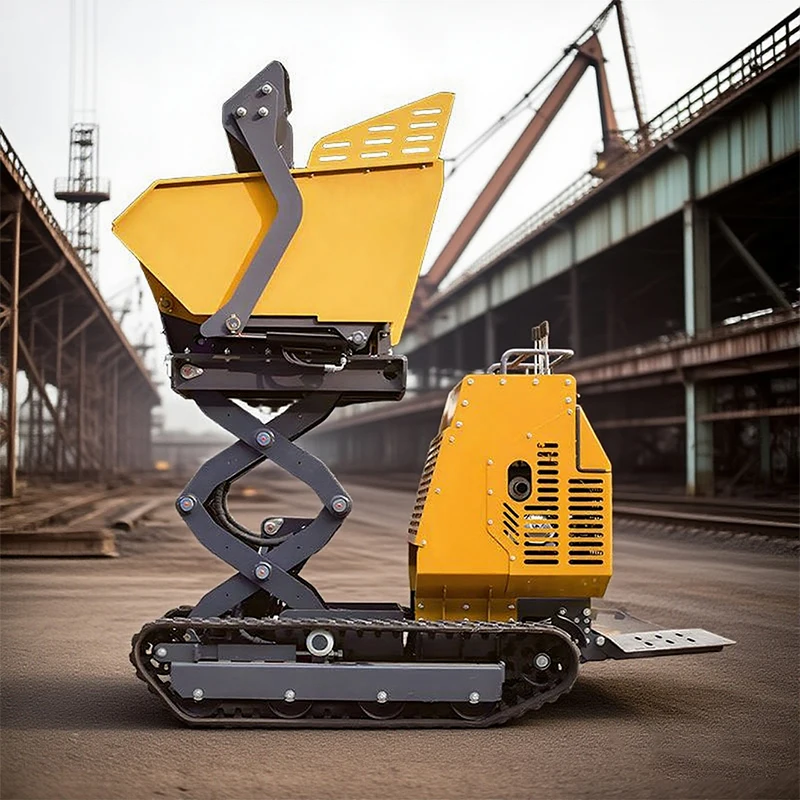 Cheap Mini Self Loading All Terrain Dumper High Efficiency Self Loading Power Barrow Hydraulic Crawler Small Rubber Truck