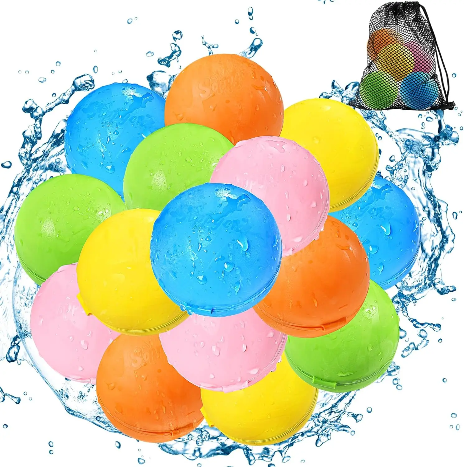 Magnetic Refillable Water balls, Beach Outdoor Activities Water Games Toy for kids Self Sealing Water Splash Ball (15Pack)