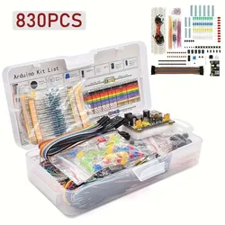 830 unids/caja Kit de inicio de proyecto DIY para Arduino UNO R3 Kit electrónico DIY conjunto de componentes electrónicos con tablero de pruebas de puntos de amarre