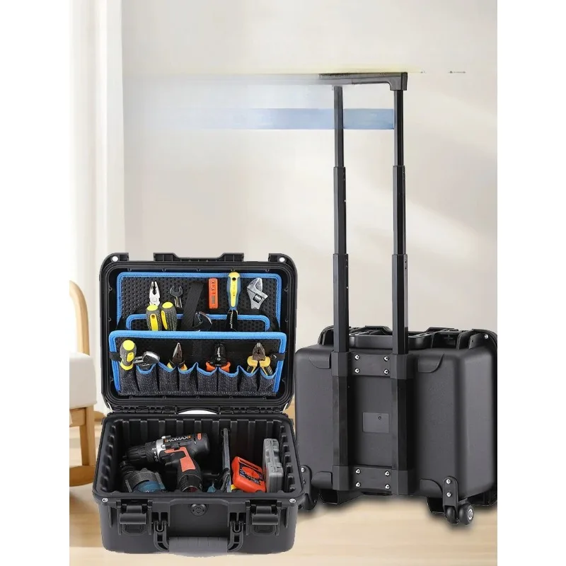 Compact Wheeled Industrial Tool Trolley, Portable Storage Organizer for Electrician On-site Repair Service