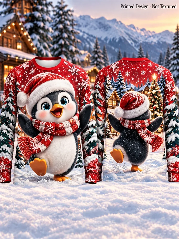 Men's Christmas Nutcracker Long Sleeve T-Shirt Snowflake Pine Tree Red Graphic Pullover Tops Gift New Holiday Winter Fashion