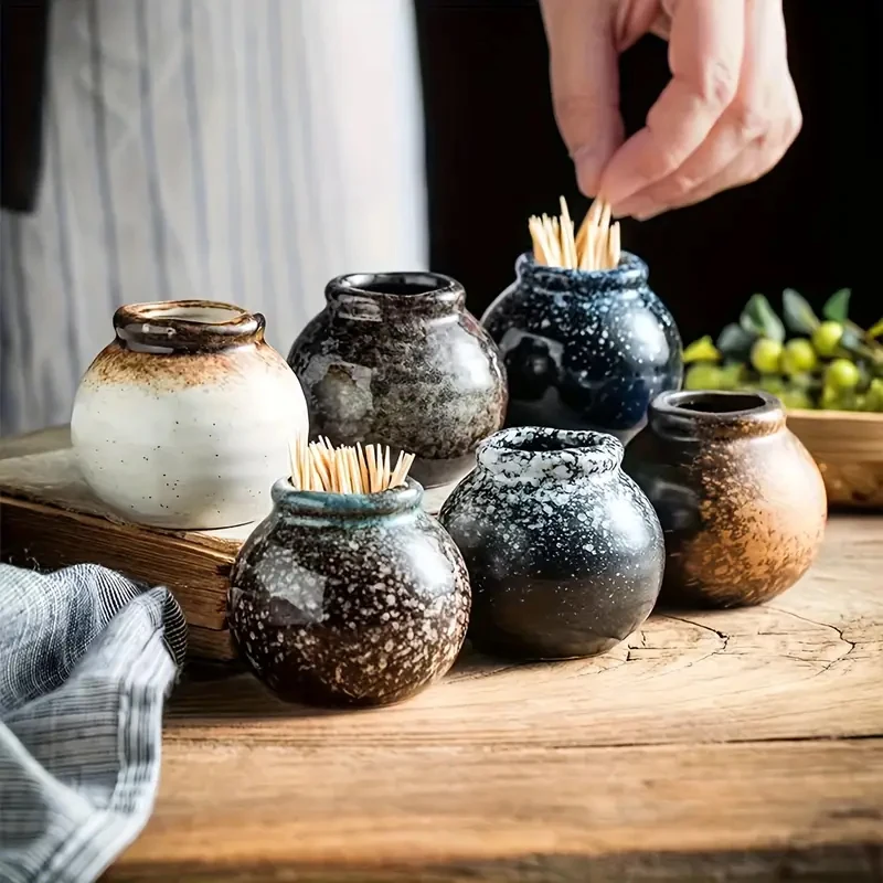 

Диспенсер для зубочисток в японском стиле, керамические мини-вазы, винтажная фарфоровая банка, декоративная вилка для еды, фруктов, держатель для дома