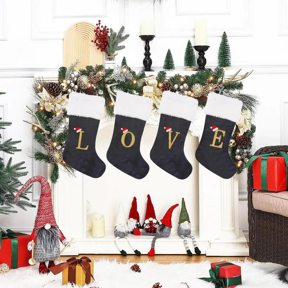 

Toy-filled Stocking Snowflake Letter Christmas Stockings Large Capacity Festive Home Decoration