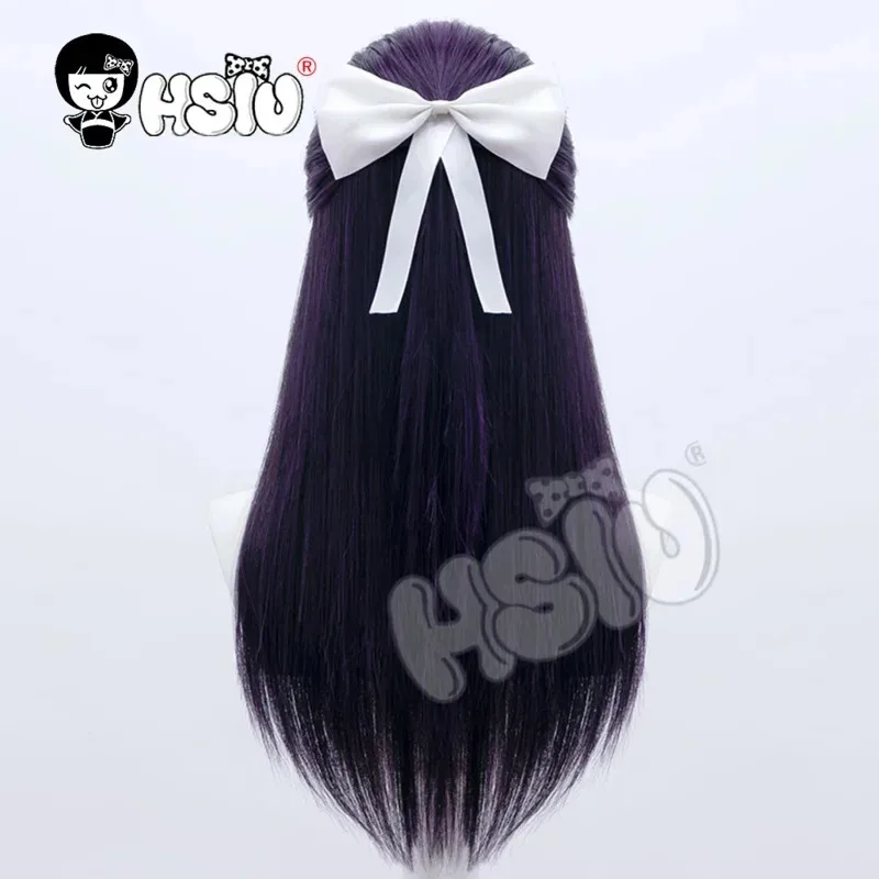 72th Anime Iori Utahime Wig Jujutsu Kaisen Cosplay HSIU Black and purple mixed long Free white bow hair acc