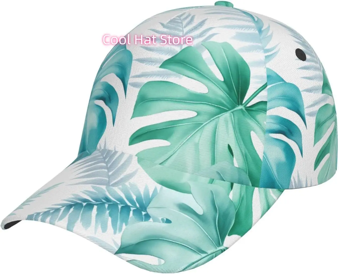 Tropical Leaf Pattern Pattern Baseball Cap Adjustable Cotton Baseball Hat for Sports, Outdoor, Travel Gifts for Men Black
