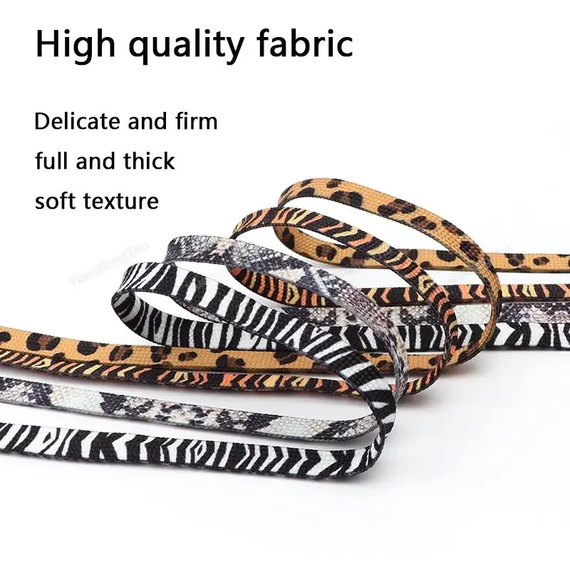 1 par de cordones de leopardo para zapatillas de deporte, cordones planos de tela, cordones elásticos de cebra blanco y negro, 120/140/160CM, cuerdas para zapatos