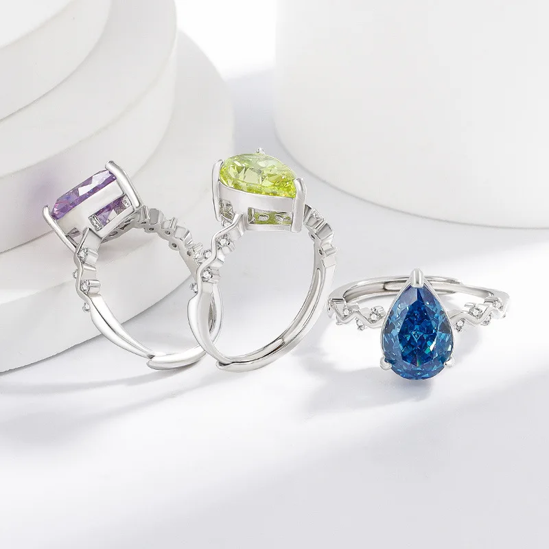 

Женское элегантное кольцо из стерлингового серебра 925 пробы с каплями воды грушевидной формы, романтическое ледяное цветочное огранки, блестящий циркон