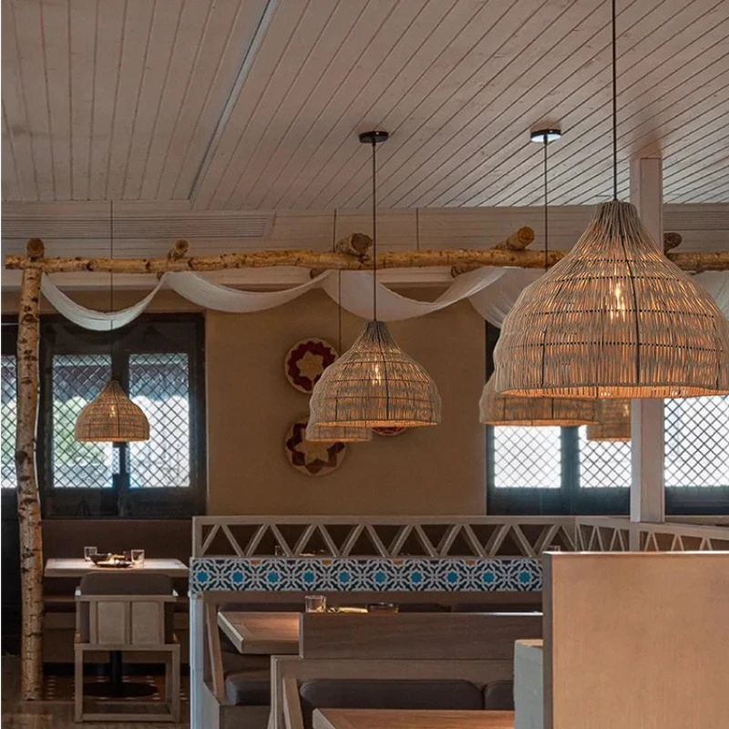 Wabi-sabi نمط الإبداعية الروطان قلادة ضوء مطعم منصة مشروبات الرجعية الثريا مصمم شقة فيلا الفن مصابيح غرفة نوم #6