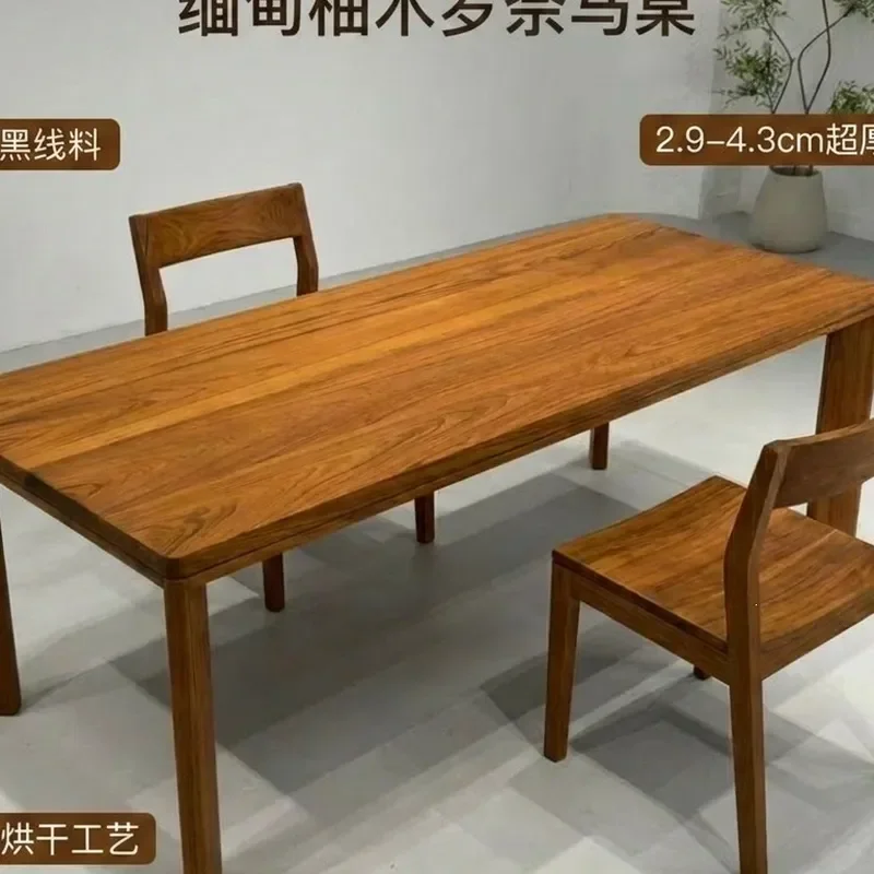 for Myanmar Teak Ronaima Table Log Desk Tea Table Meeting Table Calligraphy Large Dining Stainless Steel