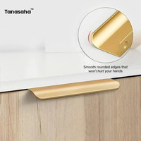Gold Black Hidden Handles Long Kitchen Cabinet Pulls Drawer Knobs Aluminum Alloy Furniture Handles Cupboard Pulls Wardrobe Pulls