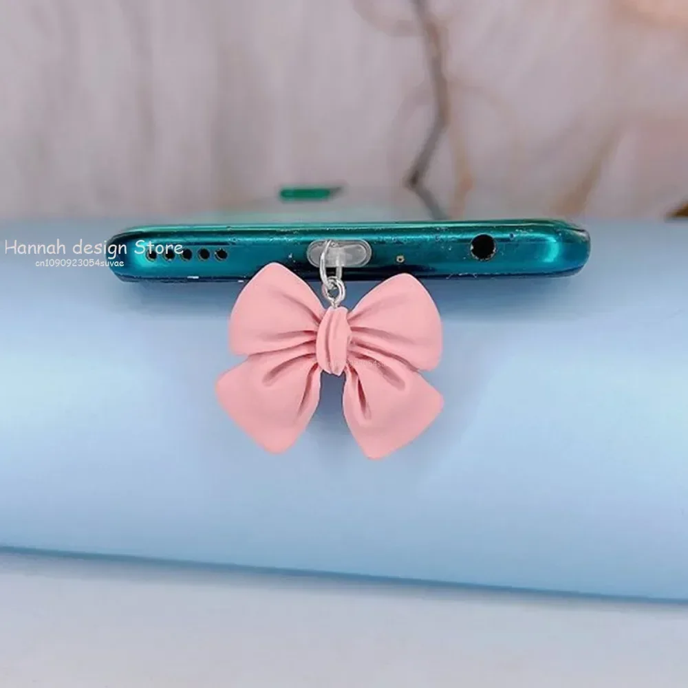 الهاتف الغبار التوصيل لطيف القوس الماس غطاء غبار ملحقات الهاتف قلادة الديكور لواجهة شحن آيفون نوع-C