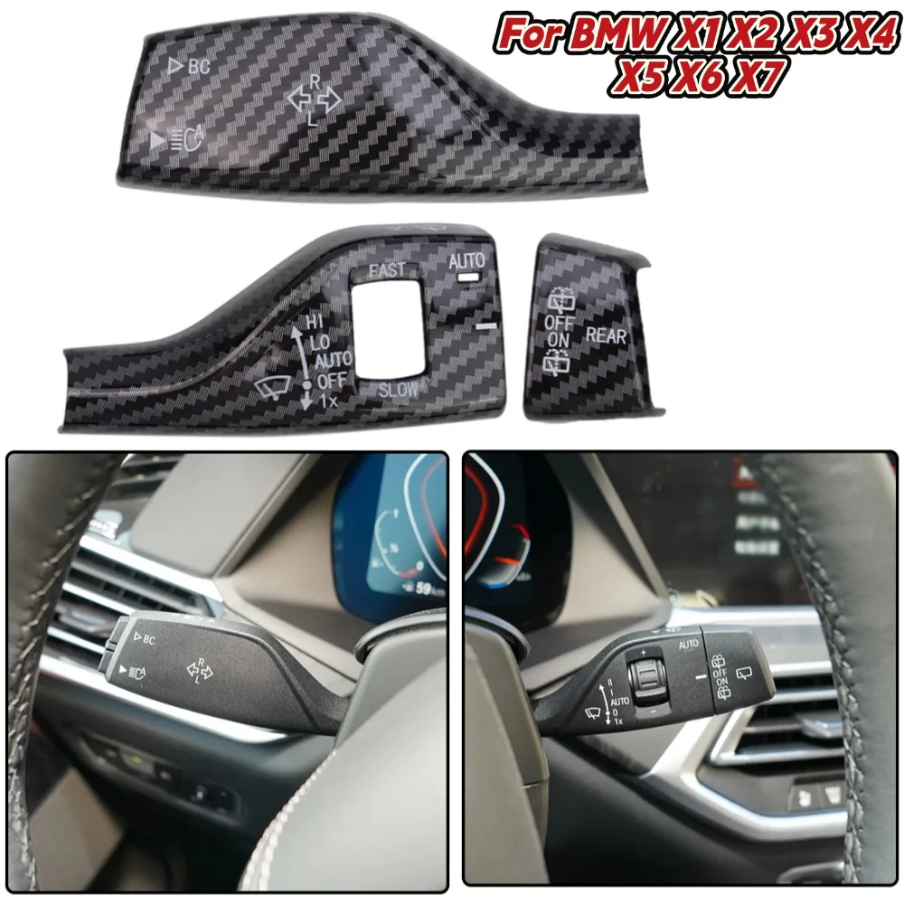 

Carbon Fiber Turn Signal Wiper Lever Cover Trim For BMW X2 X3 X4 X6 X7 SUV Car Interior Sticker Decor Accessories