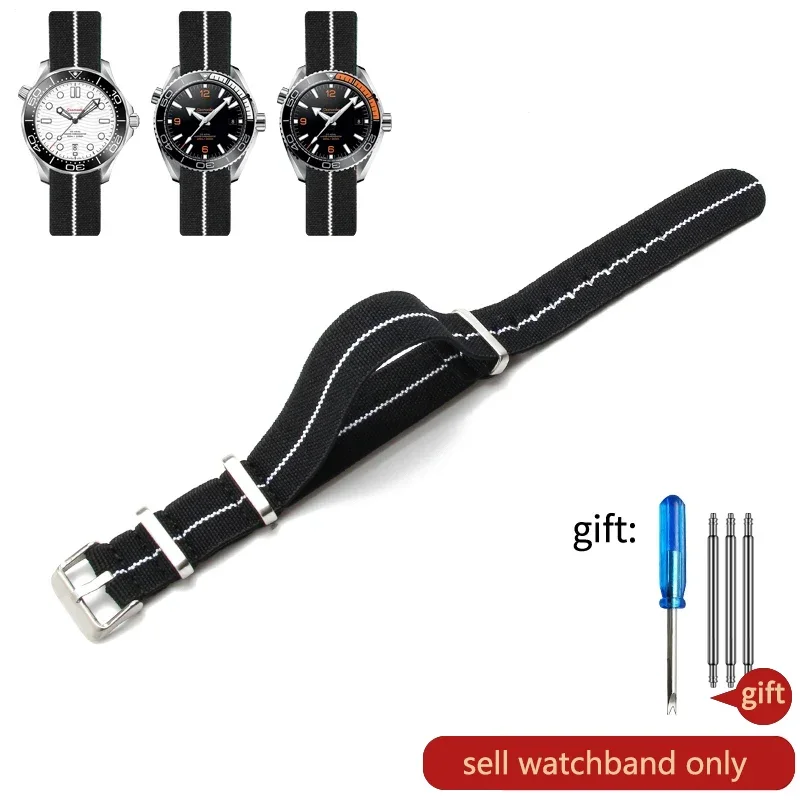 60er Jahre Französisches Armee-Uhrenarmband für Nylon-Uhrenarmband für Rolex Seiko Tudor Rolex Schwarz Grün Water Ghost Omega Gewebtes Uhrenarmband