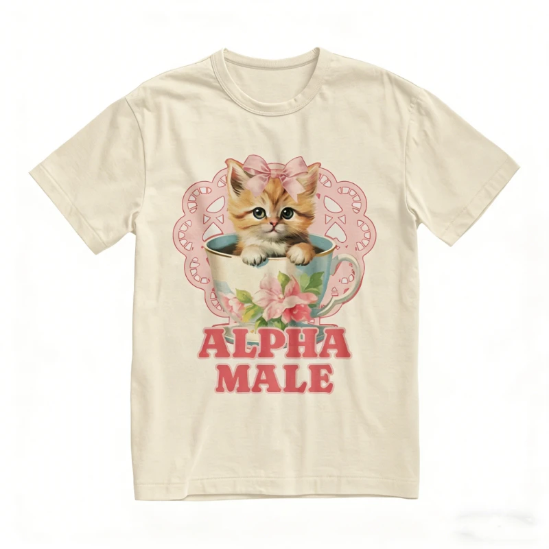 

Alpha Male Funny Kitten Tshirt Funny Cat Meme Shirt Boyfriend Gifts Father Mom Lover Summer Cotton Casual Crewneck Tee Tops