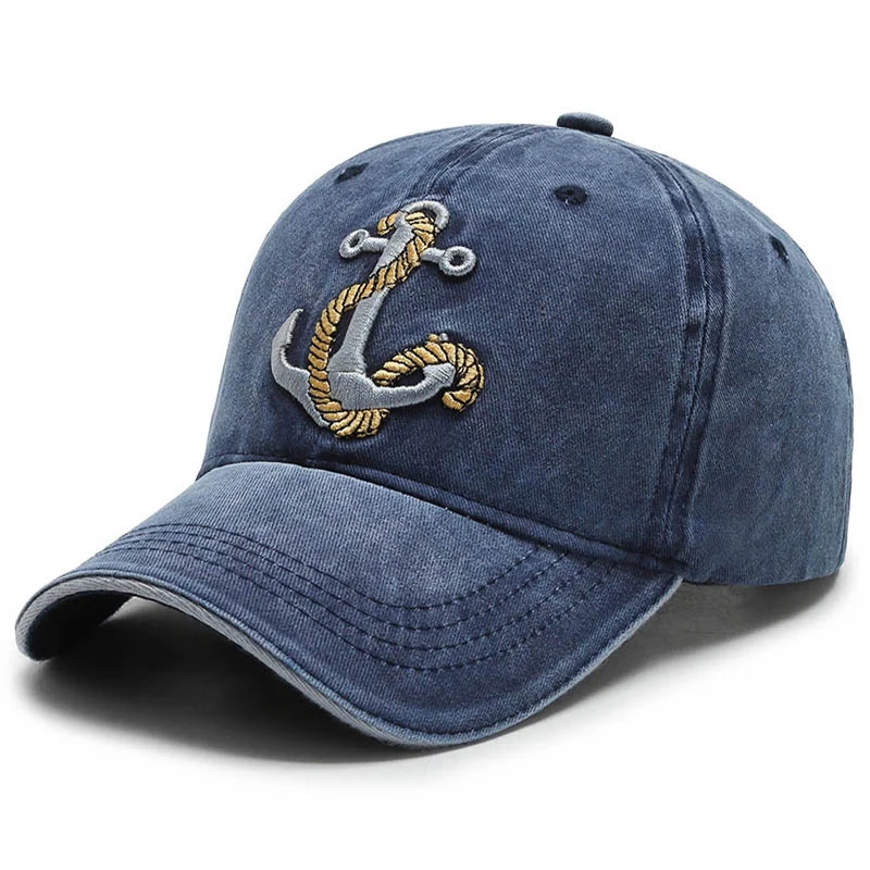 

Men's Ship Anchor Washed Embroidered Baseball Caps For Women Hats Retro Leisure Trucker Duck Tongue Cap Male Outdoor Sun Hat