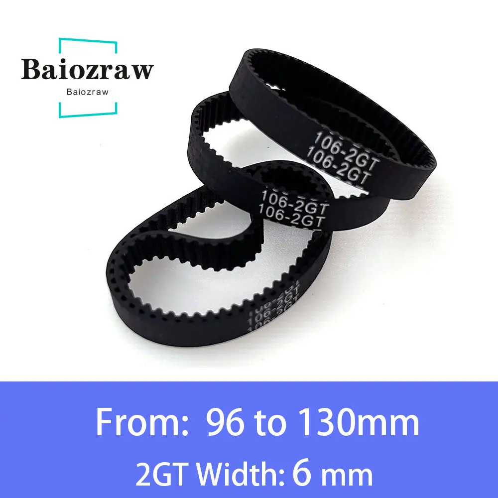 3D Printer Parts GT2 6mm Closed Loop Rubber Timing Belt 96 98 100 102 104 106 108 110 112 114 116 118 120 122 124 126 130mm 2GT