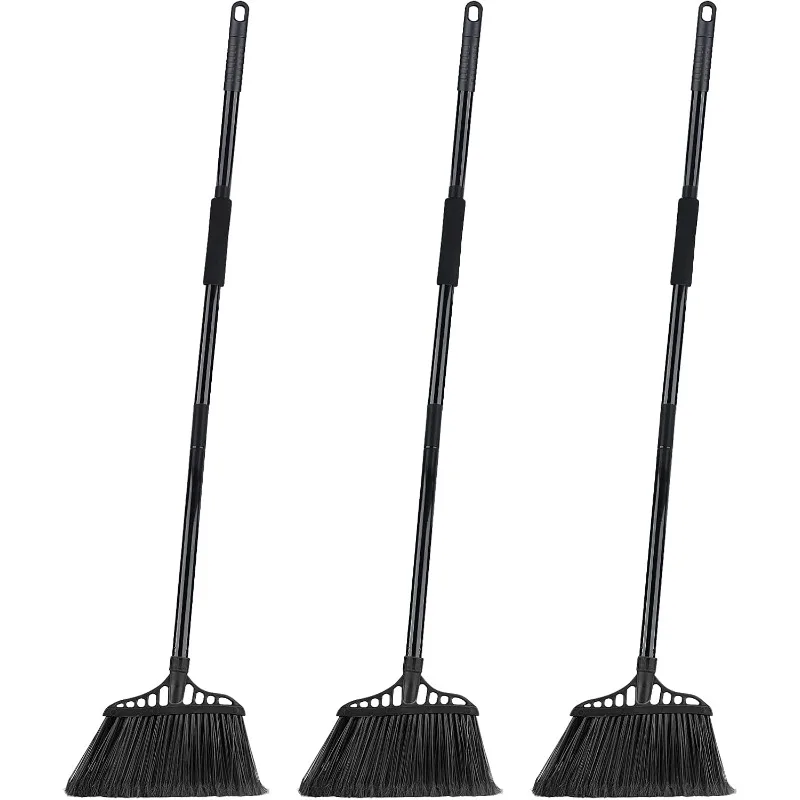 

Outdoor/Indoor Commercial Broom with 55" Long Handle, Heavy-Duty Brooms for Warehouse Garage Lobby Restaurant Patio