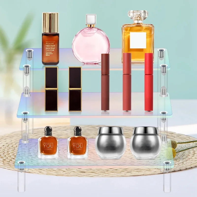 1-5 الطبقة قزحي الألوان الاكريليك عرض الناهضون رف حامل لشخصيات المقتنيات الكب كيك العطور جوهرة تزيين وتنظيم