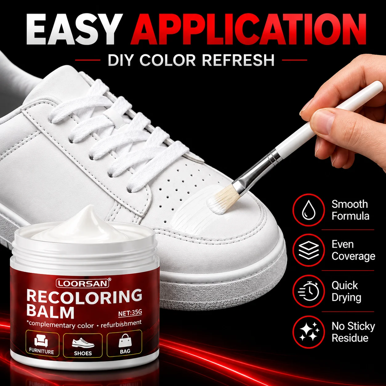 White Sneaker Restoration Cream Shoe Recoloring Balm Scuff Mark Cover Leather Repair Polish For Worn Shoes Bags Boots