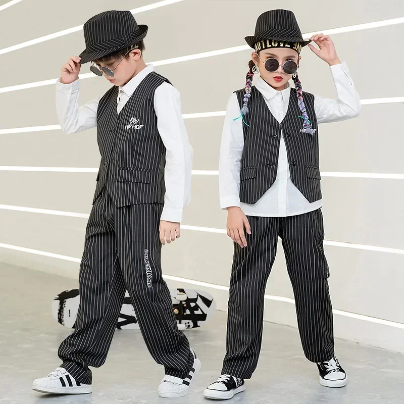 زي أداء للأطفال، ملابس المسرح لرقص الهيب هوب للأولاد والبنات، صدريات جاز كسر الشارع