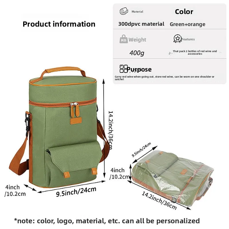 حقيبة النبيذ الأحمر الأكثر مبيعًا عبر الحدود حقيبة عزل حراري مبردة محمولة قابلة للطي