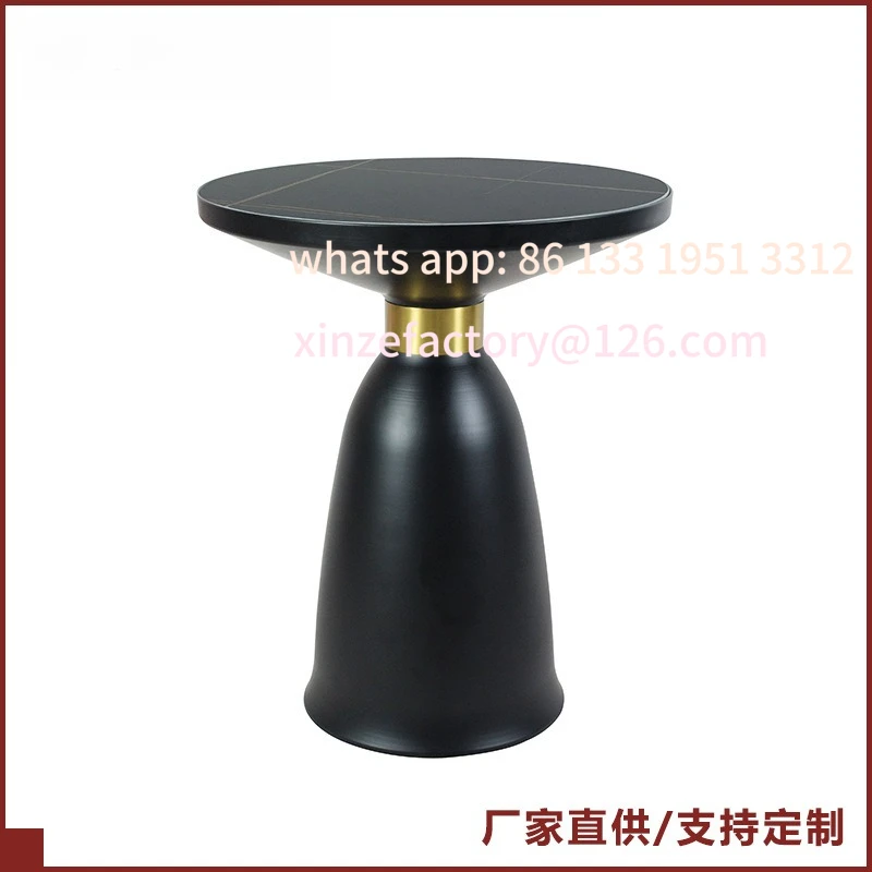 

Customizable light luxury sofa side table bedside table black wrought iron small coffee table European hotel balcony rock slab c