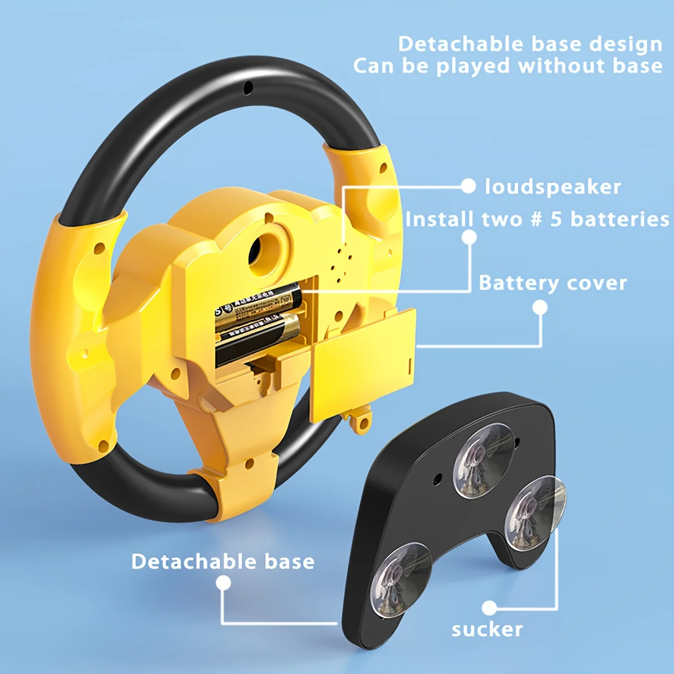 Giocattoli per lo sterzo dell'auto luci giocattolo al volante, suoni. Car Mainan Baby Steering Toys regali per bambini per bambini di classe (senza batterie)