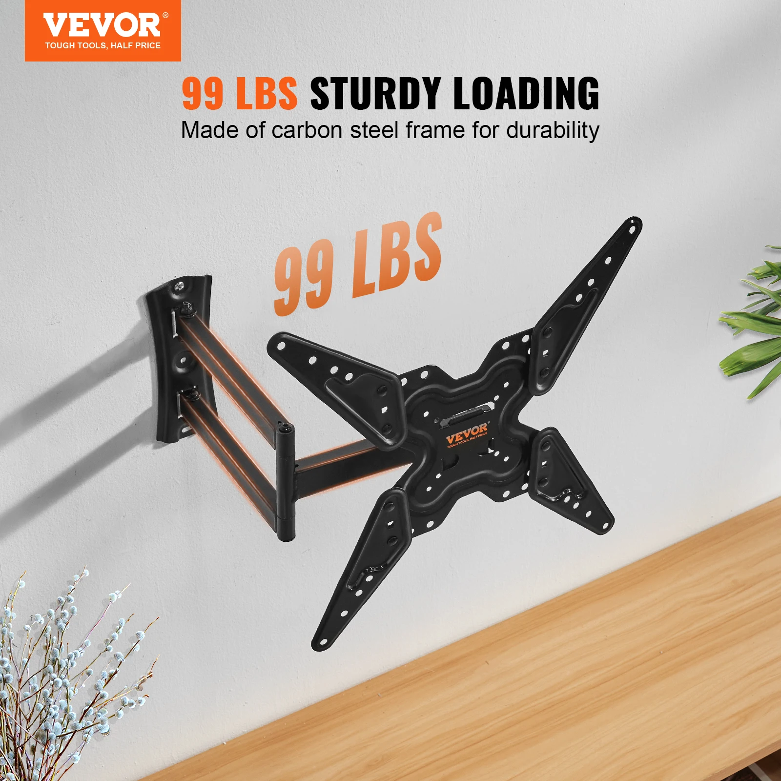 VEVOR Full Motion TV Mount Fit for Most 26-55 inch TVs Swivel Tilt Horizontal Adjustment TV Wall Mount Bracket Articulating Arms