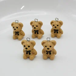 5Pcs/Lot 3D DIY Resin Brown Bear Pendant Charm for Necklace Earring Bracelet Making DIY Jewelry Accessory Finding