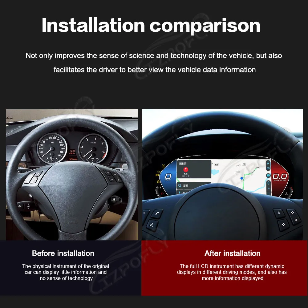 M Sport Carplay For BMW 5 series E60 E61 2003~2009 Car Digital Cluster Virtual Cockpit Dashboard Speed LCD Meter Screen