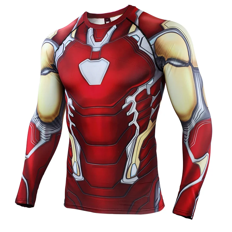 Comics Fashion T Shirt Men Compression Bodybuilding 3D Printed Long Sleeve Men T-Shirt Cosplay Costume Tops For Male