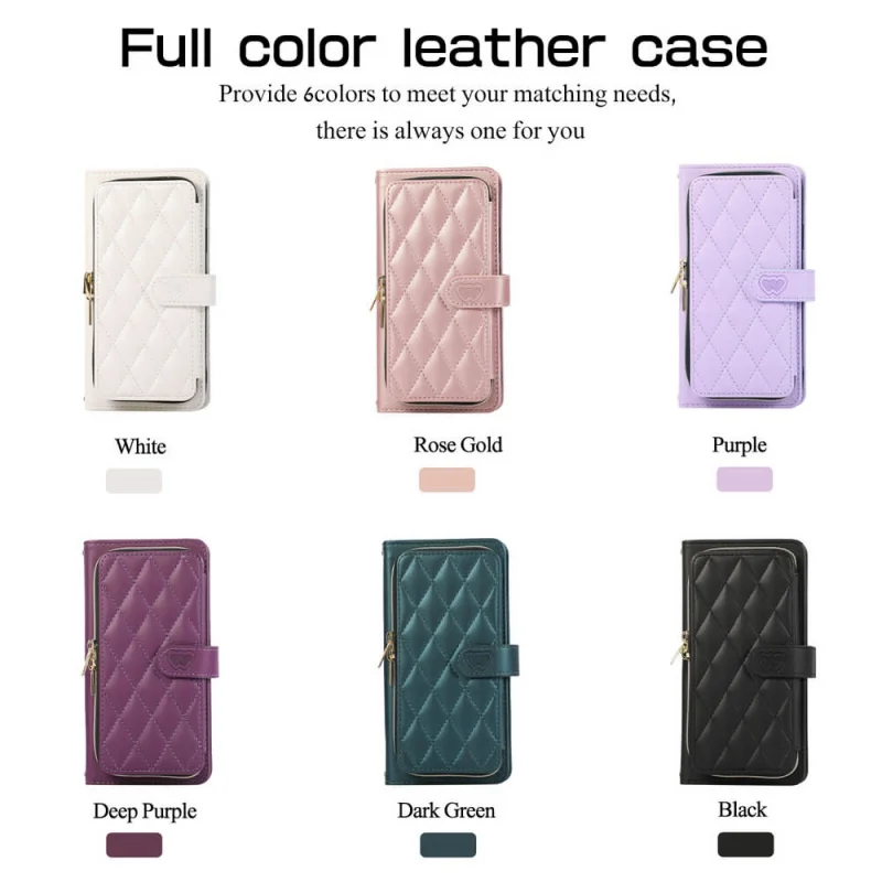 Leather Zipper Wallet Card Slot Phone Case For Google Pixel 8 Pro 7 Pro 7A 7 6 Pro 6A Crossbody Wristband Strap Stand Full Cover