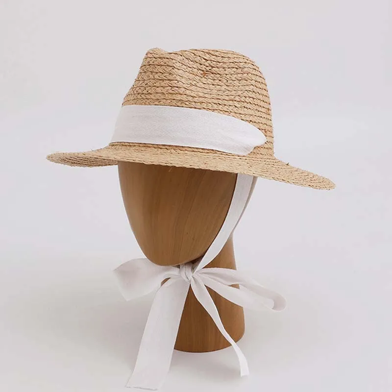 

High Grade Natural Raffia Straw Hat Retro British Jazz Style Cowboy Hat Summer Sea Vacation Women Sunshade Beach Bucket Hat