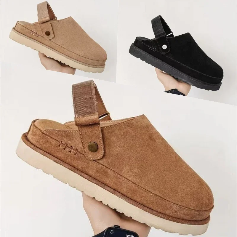 شباشب البغال النسائية 2025 شباشب كلاسيكية جديدة بمقدمة مغلقة من البغل كين شباشب عصرية من الفلين البني للرجال والنساء للجنسين #1