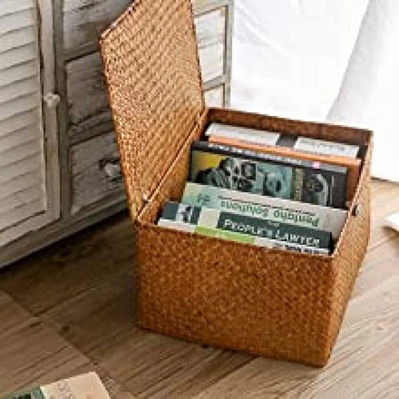 Household Desktop Folder Office Stationery Organization Kitchen Bathroom Storage Basket Wooden Sundries Storage Box With Cover