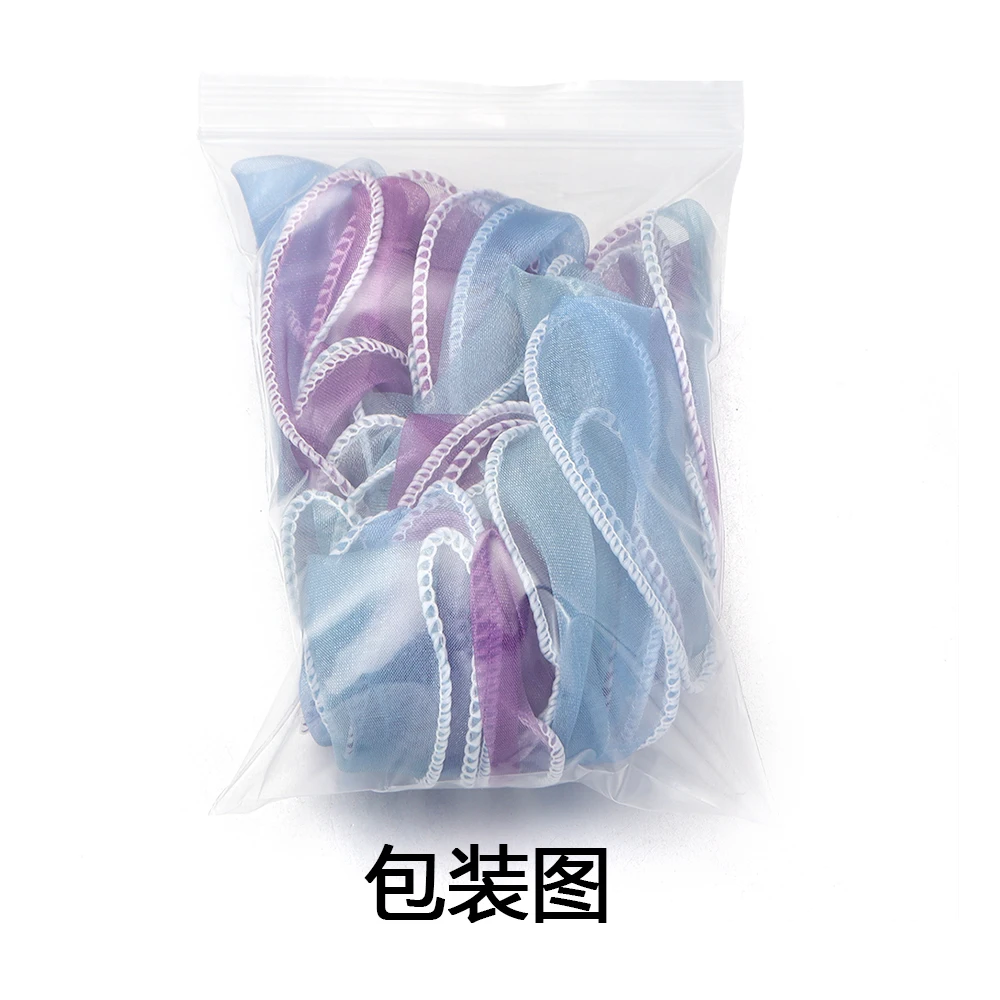 Fotografia 7: Fitas de organza acetinada com borda ondulada iridescente reflexiva de 6cm, 5 jardas/lote, para embrulho de presentes, laços DIY e decoração de acessórios de cabelo.
