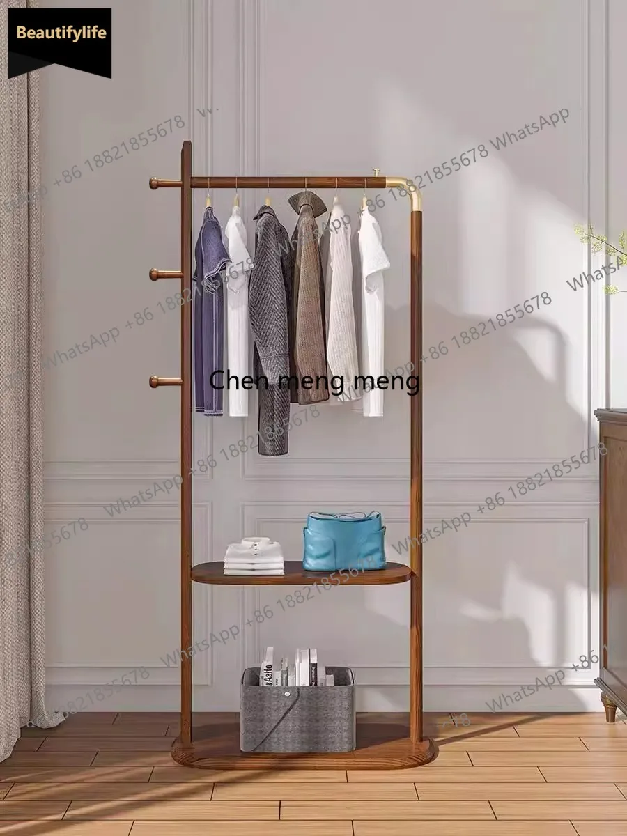 

D80 Вешалка из цельного дерева, напольная спальня, новая китайская простая вешалка для одежды, многофункциональная вешалка для дома