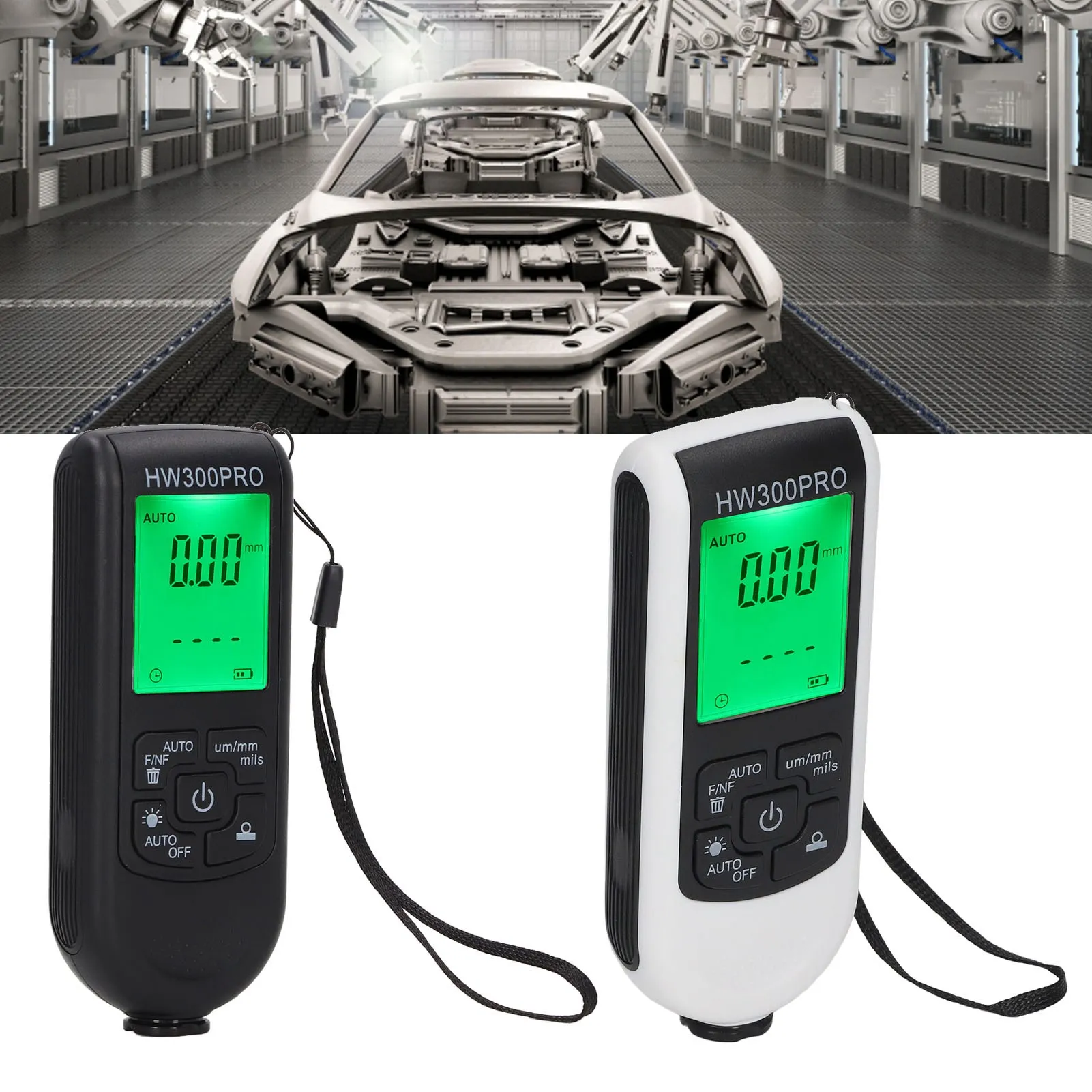 Цифровой толщиномер покрытия ABS с портативной веревкой, функция автоматического отключения, измеритель толщины лакокрасочного покрытия