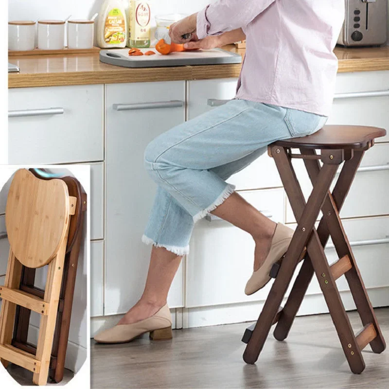 Chairs for Kitchen Folding Chair Ladder Stool Creative Kitchen Cashier Simple Round Stool Dining Chair Wood