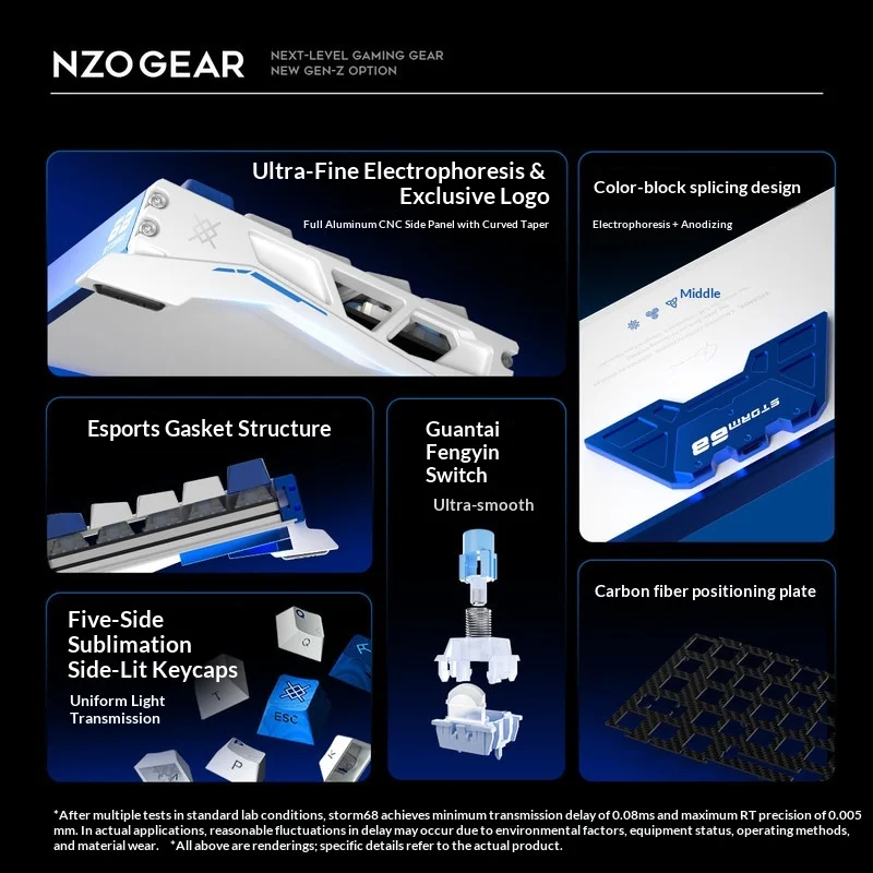 Nzo Gear Tempest 68 Custom Magnetic Switch Mechanical Keyboard Aluminum Cnc Gasket Structure Carbon Fiber Plate Fps E Sports