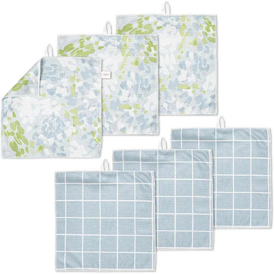 

Microfiber Kitchen Dish Cloth Set Quick-Dry and Absorbent Waffle Weave Cleaning Towels Set of 6 Wash Cloths Paper Towels and Sp
