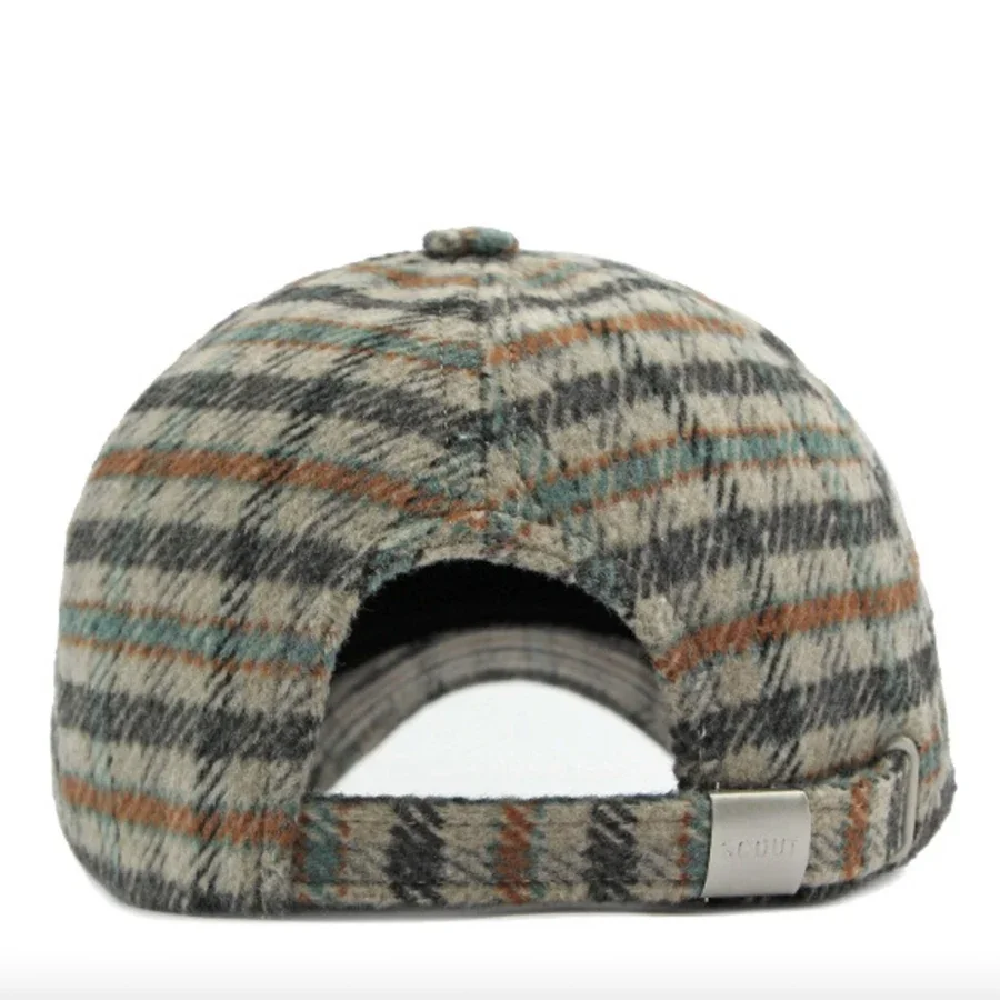 Wool Check Baseball Cap Truckers Hat Outdoor Winter Structured Plaid Checked Print for Men Women Keep Warm Thick Windproof