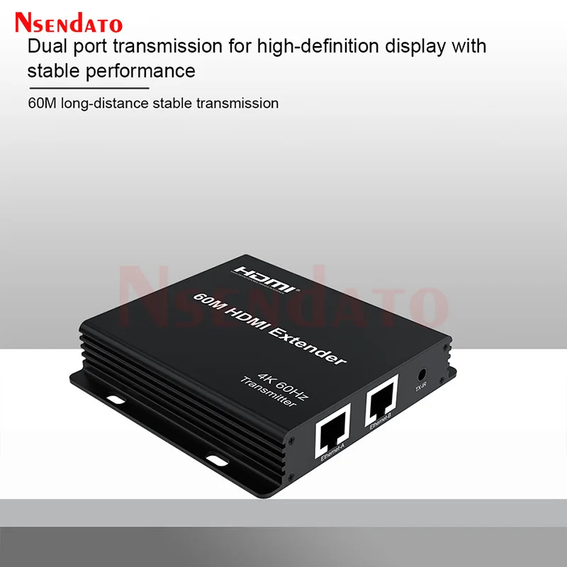 4K 60Hz HDMI Extender Over RJ45 60M HDMI To Dual Ethernet Extender Kit HDMI 2.0 Cascade Connection Receiver Extender For PC TV