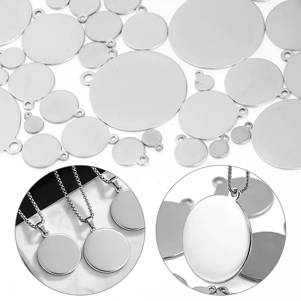 10pcs/lot Stainless Steel Round Disc Pendant 6-30mm Gold Plated Blank Charms Pendants Logos Stamping Tags For DIY Jewelry Making