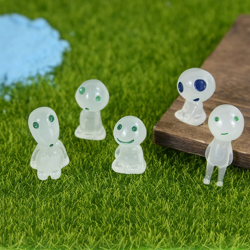 10pcs Luminous Elves Alien Fairy Garden Resin Micro Landscape Ornaments Glow In Dark Ghost Kit For Micro Plant Decoration Props