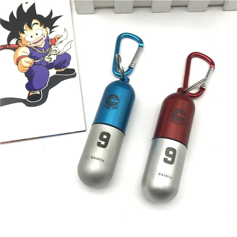 Dragon Ball Alloy Keychain Collectible Toy Bulma Capsule Keyring Portable Pill Box Container Pendant Kids Birthday Gifts